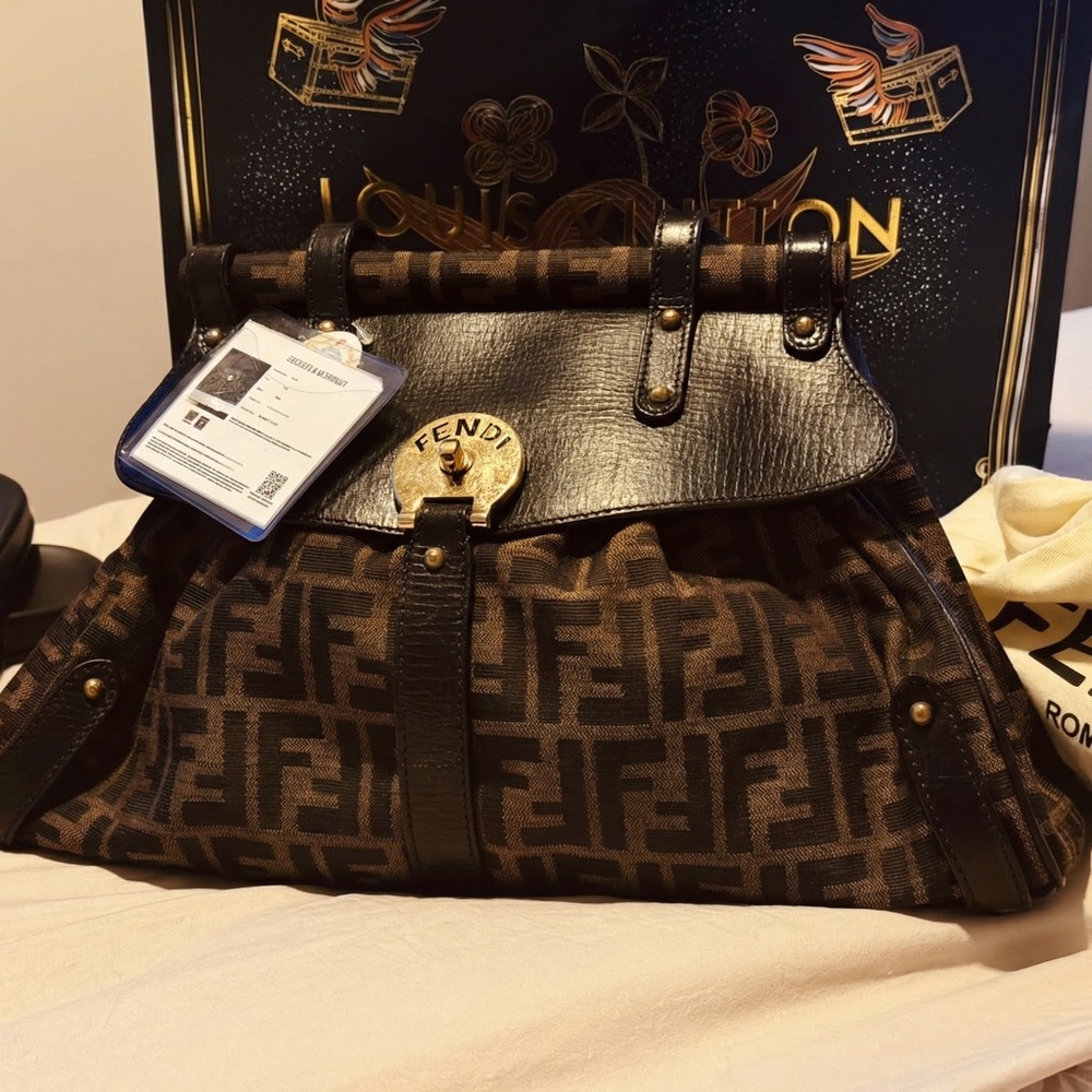 Vintage Fendi Zucca Canvas Satchel / Shoulder Bag